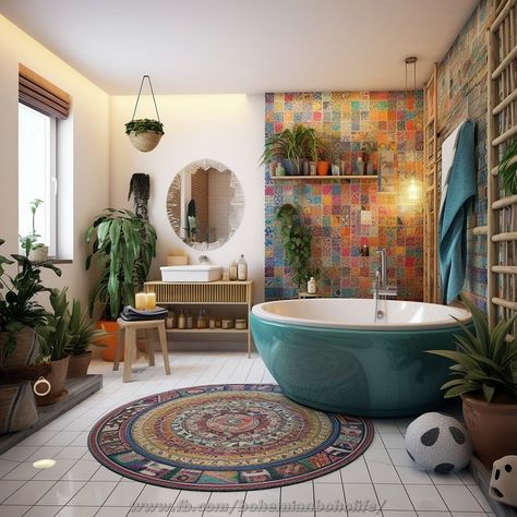 Colorful Boho Bathroom, Boho Style Bathroom, Boho Bathroom Ideas, Bohemian Style Decor, Bohemian Bathroom, Design Remodel, Boho Bathroom, Dream House Decor, Dream Home Design