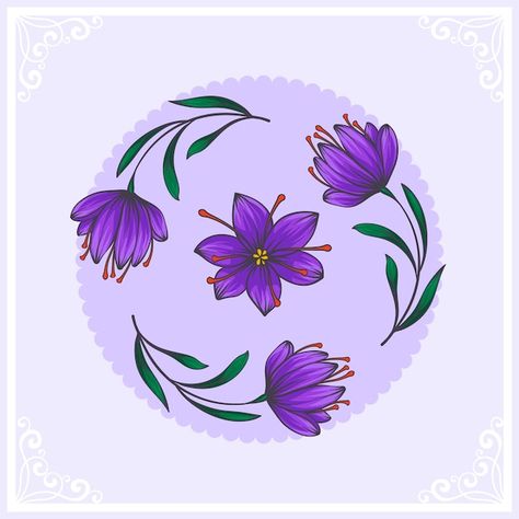 Saffron Flower Illustration, Saffron Illustration, Saffron Color, Biro Drawing, Saffron Flower, Wallpaper Lyrics, Flower Branding, Nature Iphone Wallpaper, Painting Colors