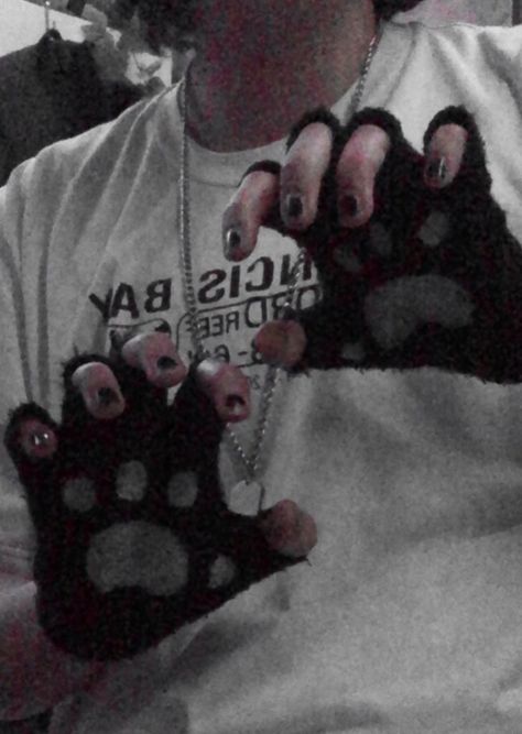 Dog Boy Aesthetic, Puppy Boy Oc, Dog Boy Oc, Puppy Boy Art, Puppy Boy Aesthetic, Emo Dog, Paws Gloves, Puppy Boy, Paw Gloves