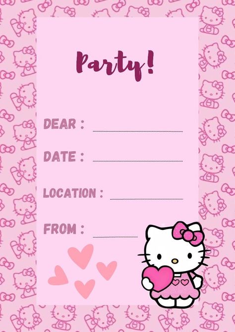 Hello Kitty Invitation Card, Hello Kitty Birthday Invitations, Hello Kitty Birthday Theme, Προϊόντα Apple, Hello Kitty Invitations, Tapeta Hello Kitty, Hello Kitty Theme Party, Kitty Birthday Party, Sleepover Invitations