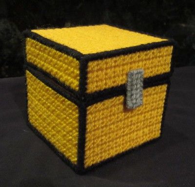 Minecraft Chest | Minecraft Chest made from Plastic Canvas | Crafty Guy | Flickr Plastic Canvas Minecraft, Minecraft Cross Stitch, Minecraft Crochet Patterns, Minecraft Chest, Minecraft Crochet, Minecraft Pattern, Plastic Canvas Stitches, Plastic Canvas Ornaments, Plastic Canvas Tissue Boxes