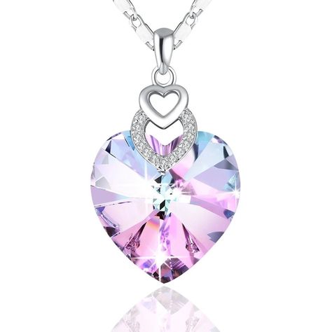 Crystal Jewelry Necklaces, Brave Heart, Heart Shaped Necklace, Necklace For Girlfriend, Heart Crystal, Swarovski Necklace, Girls Necklaces, Crystal Necklace Pendant, Birthstone Necklace