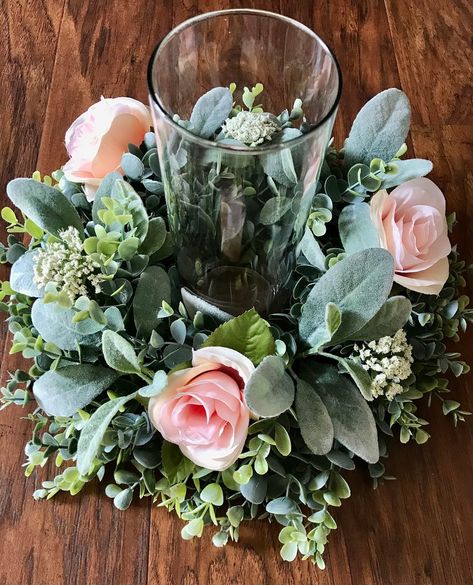 Wedding Centerpiece Frosted Eucalyptus Wreath Table | Etsy Wreath Table Centerpiece, Round Table Centerpieces Wedding, Round Table Centerpieces, Eucalyptus Centerpiece, Frosted Eucalyptus, Table Centerpiece Wedding, Pastel Garden, Cheap Wedding Centerpieces, Candle Wreath