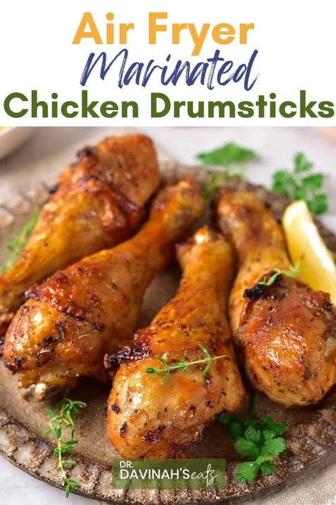 Cook tender marinated chicken drumsticks (or marinated chicken legs) in your air fryer with this simple air fryer chicken drumsticks recipe. It uses an easy chicken drumstick marinade that works great on on everything from turkey thighs to marinated chicken wings. Enjoy these tender chicken drumsticks with your favorite sides to have a delicious meal with your whole family. #recipes #chicken #dinner #keto #chickendinner Air Fryer Drumstick, Marinated Chicken Drumsticks, Chicken Drumstick Marinade, Pressure Cooker Cabbage, Air Fryer Chicken Drumsticks, Chicken Drumsticks Recipe, Marinated Chicken Wings, Drumsticks Recipe, Turkey Thighs