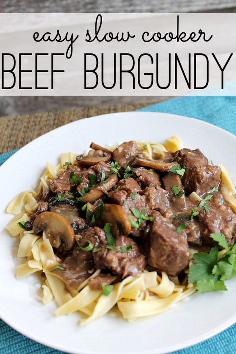 Slow Cooker Beef Stroganoff Recipe, Beef Burgundy Recipe, Beef Burgundy, Slow Cooker Pork Loin, Slow Cooker Beef Stroganoff, Slow Cooker Recipes Beef, Stroganoff Recipe, Crockpot Beef, Slow Cooker Pork