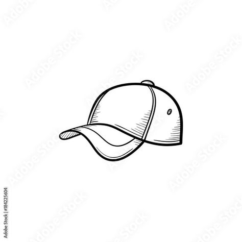 Stock Image: Vector hand drawn baseball hat outline doodle icon. Baseball cap sketch illustration for print, web, mobile and infographics isolated on white background. Baseball Cap Sketch, Ball Cap Tattoo, Cap Tattoo Hat, Baseball Hat Tattoo, Baseball Cap Tattoo, Baseball Cap Drawing, Hat Tattoo Ideas, Amir Tattoo, Cap Sketch