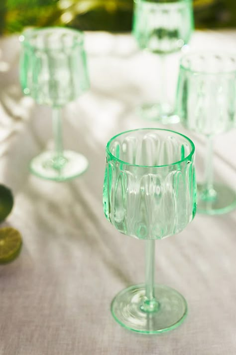 Discover the entire Outdoor Dining & Dinnerware Collection Perfect for patio and pool, these glasses are made of a durable acrylic for worry-free use indoors and outdoors. | Lucia Acrylic Wine Glasses, Set of 4 by Anthropologie in Mint, Size: S/4 wine glass Anthropologie Glasses, Colorful Wine Glasses, Acrylic Wine Glasses, Unique Wine Glasses, Colored Wine Glasses, Outdoor Entertainment, Dorm Ideas, Supper Club, Stemless Wine Glasses