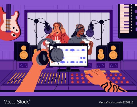 Recording Studio Drawing, Engineer Cartoon, Music Mixer, Music Recording Studio, Audio Production, Music Recording, Control Room, Sound Studio, Audio Engineer