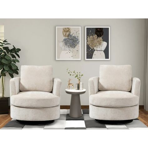 Wayfair | Swivel Small Accent Chairs You'll Love in 2023 Swivel Club Chairs, Living Room Table Sets, Circular Frame, Swivel Barrel Chair, Swivel Accent Chair, Assembly Instructions, Swivel Armchair, Barrel Chair, Accent Chairs For Living Room