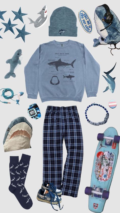 sharky!! #shark #sharks #outfitinspo Shark Clothes, Ocean Outfits, Silly Clothes, Funky Outfits, Swaggy Outfits, Really Cute Outfits, Dream Clothes, Retro Outfits, Sharks