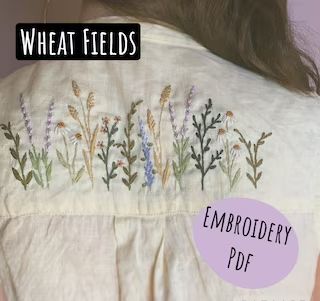 RiverBirchThreads - Etsy Puerto Rico Wheat Embroidery Pattern, Wheat Embroidery, Blanket Ideas, Contemporary Embroidery, Hand Embroidery Projects, Wheat Fields, Little Designs, Hand Embroidery Design, Embroidered Clothes