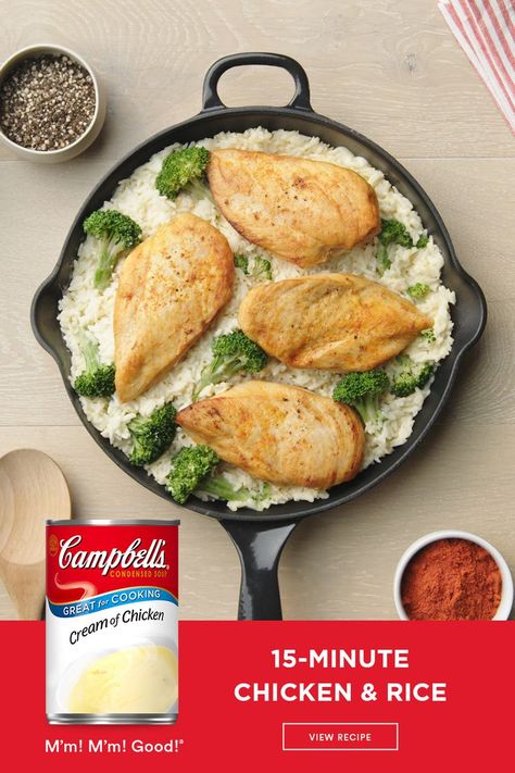 Campbell Soup Recipes, Campbells Chicken And Rice, Chicken Rice Dinner, Campbells Soup Recipes, Rice Dinner, Campbell Soup, Chicken And Rice, Health Dinner Recipes, Chicken Rice