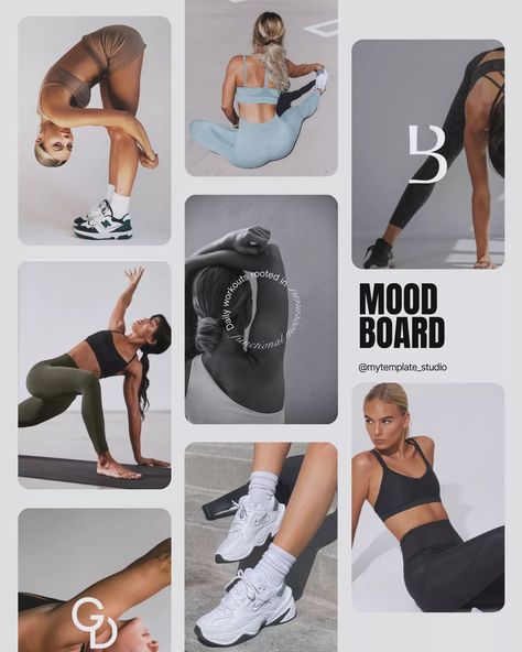 #moodboard for an exciting project coming soon .... Our Fitness coach Instagram bundle. stay tuned.... #canvatutorial #canvadesigninspiration #instagramtemplates #instagramtemplatedesign #moodboarddesign #moodboards #fitnesstrainer #fitnesscoach #branddesign #branddesigner #branding #fitnessbrand #graphicdesign #instagramtemplate #canvacreator #newprojects Fitness Content Ideas, Athleisure Branding, Fitness Moodboard, Instagram Ads Ideas, Fitness Social Media, Activewear Photoshoot, Fitness Branding, Dancer Lifestyle, Yoga Branding