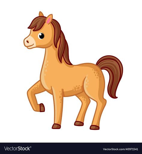 Horse stands on a white background with a raised vector image Horse Cute, Horse Cartoon, All About Animals, Cute Pet, Christmas Drawing, Cartoon Images, Cartoon Style, 1 800, Cartoon Styles