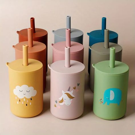 6 Oz Baby Water Bottles With Straw Lid Portable Unbreakable Kids Training Cups Soft Food Grade Silicone Feeding Cup Bpa Free Spill Proof Sippy Cup For Toddlers Beginner Drinking Water Easy To Hold Colorful Painting Design Easy To Clean | Free Shipping For New Users | Temu Kids Bottle, Baby Gums, Box Bedroom, Baby Cups, Silicone Cups, Straw Cup, Oral Health Care, Silicone Babies, Bottle Feeding