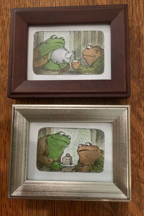 Miniature Frog and Toad Framed Pictures. 3 1/2 x 4 1/2 Frog And Toad Themed Party, Frog And Toad Decor, Frog And Toad Nursery Theme, Frog And Toad Baby Shower Theme, Frog And Toad Nursery, Frog And Toad Birthday, Frog And Toad Aesthetic, Frog Nursery, Nursery Nook