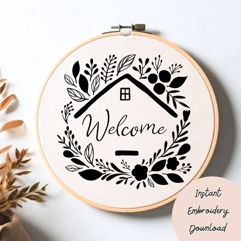 Hand Embroidery Patterns Free Templates, Embroidery Patterns Free Templates, Home Embroidery, Welcome Home Signs, Hand Embroidery Patterns Free, Pattern Printable, Embroidery Download, Templates Free Design, Embroidery Template