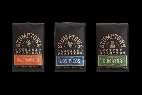 Stumptown Coffee Roasters packaging | Communication Arts Sumatra Coffee, Stumptown Coffee Roasters, Stumptown Coffee, Coffee Bags, Single Origin Coffee, Coffee Logo, Communication Art, Coffee Packaging, Beverage Packaging