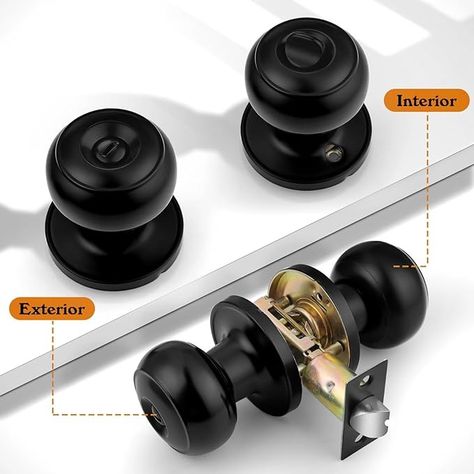 Probrico Matte Black Door Knobs Privacy Interior Door Knob with Lock, Black Bathroom Bedroom Door Knob with Thumb Turning Locking Button, 10 Pack - Amazon.com Matte Black Door Knobs, Bedroom Door Knobs, Interior Door Knob, Black Door Knobs, Interior Door Knobs, Privacy Door, Black Door, Bedroom Door, Black Bathroom