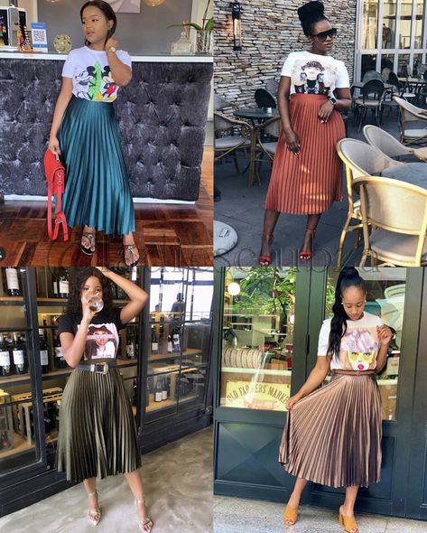 Blush Pleated Skirt Outfits, Pleated Skirt And Tshirt Outfits, Plisse Top Outfit, Pleated Skirt Outfit Black Women, Pleated Skirt Outfit Ideas, Pleated Skirt Outfits, Crinkle Skirt, Pleated Skirt Outfit, Mode Shoes