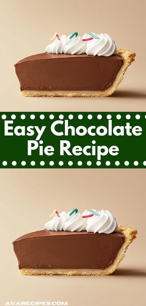 Looking for a quick dessert that delights? This Easy Chocolate Pie Recipe is a chocolate lover's dream. It's effortlessly prepared and perfect for family gatherings, ensuring smiles all around with every slice. Easy Choc Pie Recipe, Chocolate Pie With Chocolate Chips, Quick Pies Easy, Chocolate Pie With Instant Pudding, 3 Ingredient Chocolate Pie, Creamy Chocolate Pie, Chocolate Pie With Graham Cracker Crust, Chocolate Pudding Pie Easy Jello, Chocolate Pie Easy Pudding