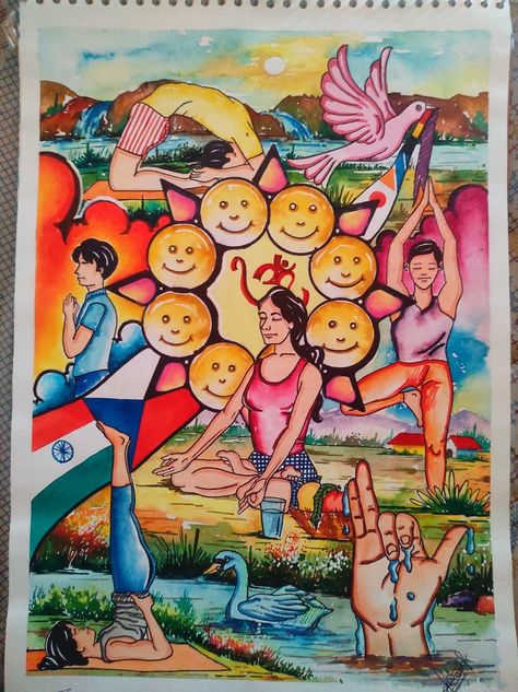 Poster On Yoga Day Drawing, Yoga Poster Making Competition, Importance Of Yoga Poster Drawing, Yoga Day Drawing Competition, Fit India Poster Drawing Competition, Compition Drawing, Fit India Poster Drawing, Yoga Poster Drawing, Poster Making About Education