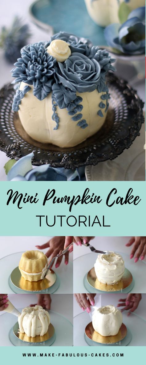 Pumpkin Shaped Birthday Cake, Fall Cake Inspiration, Blue Pumpkin Cake, Mini Pumpkin Cakes, Mini Thanksgiving Cakes, Pumpkin Baby Shower Cake Boy, Halloween Anniversary Cake, Mini Fall Cakes, Pumpkin Cake Decoration