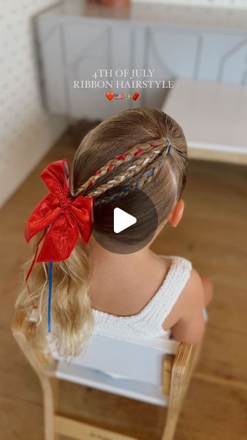 Camilla Thurman on Instagram: "Our week is here!!! Feeling very excited for this weeks celebrations! ❤️🇺🇸✨🧨 How cute is this ribbon braided hairstyle??   TAG ME IF YOU TRY IT!!   Comment HAIR and I will send you a DM to shop this glitter spray, ribbon set we use, hair bow and everything else.  Inspo from @brownhairedbliss   #girlshair #4thofjuly #4thofjuly #addyours #ribbonhair #hairribbon #hairribbon #ribbonhairstyle #braided #braidedhairstyles  #4thofjulyhair #redwhite #redwhiteandblue #redwhiteandbluehair #girlshairstyles #girlshairstyles #girlshairideas #fourthofjuly #fourthofjuly #fourthofjulyoutfit #fourthofjulyhair #fourthofjulyhairbows #summerhair #summerhairgoals #cutehair #patriotic #patriotichair #patriotichairbows" Hair Braid With Ribbon, Veterans Day Hairstyles For Kids, Braid Ribbon In Hair, 4th Of July Hairstyles With Ribbon, Hair Styles With Ribbons, Hair With Ribbon Hairstyles, Ribbon Braided In Hair, How To Put Ribbon In Hair Braid, How To Braid Ribbon Into Hair