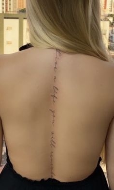 #BEAUTY, #RELATIONSHIPS #Fashion #Animals #Outfits #Winter Outfits #Animals Back Sentence Tattoo Women, Spinal Tattoo Women Quotes, Full Spine Tattoo, Female Back Tattoos Spine, Delicate Spine Tattoos For Women, Cursive Spine Tattoo, Spin Tattoo, Spine Tattoo Quotes, Remember Tattoo