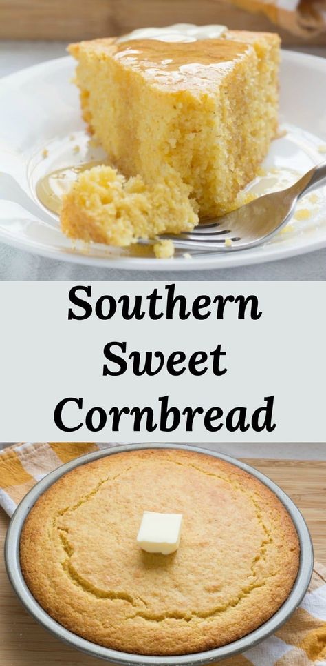 Southern Sweet Cornbread, Southern Recipes Dinner, Easy Southern Cornbread, Southern Cornbread Recipe, Southern Style Cornbread, Southern Recipes Desserts, Cornbread Recipe Sweet, Southern Cooking Recipes, Deep South Dish