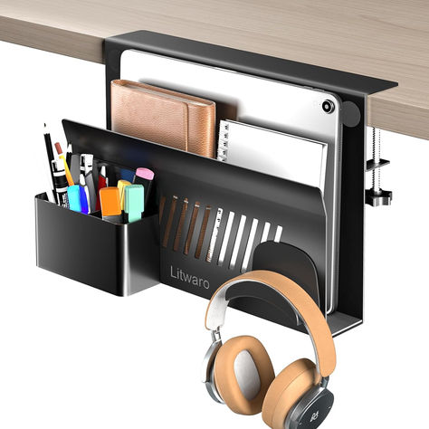 🌟 Declutter your workspace and conquer the chaos with the Litwaro Desk Side Storage Organizer – where innovation meets organization, and your essentials find their perfect home! 🗃️🚀 🚪 Tired of rummaging through desk drawers like a treasure hunter in search of lost artifacts? Fear not, because the Litwaro Desk Organizer is here to redefine your workspace. Magnetic Pen Holder, Small Standing Desk, Standing Desk Accessories, Hanging Desk, College Desk, Magnetic Pen, Desk Drawers, Under Desk Storage, Laptop Holder