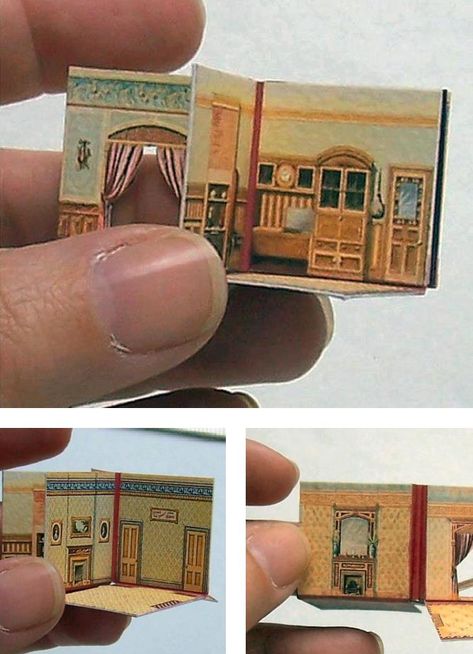 PAPERMAU: How To Make A Folding Dolls’ House Papercraft - Tutorial With Templates - by Open House Miniatures Pop Up Doll House, Folding Dollhouse, Folding Doll House, Paper Doll House, Book Diy, Dollhouse Projects, Print Outs, Paper House, Dollhouse Ideas