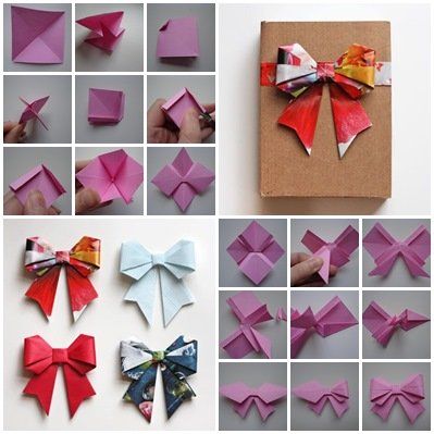 Here is the tutorial to make origami ribbon bow. Follow this steps and you’ll get beautiful ribbon bow. These bows would also make beautiful decorations during the holidays. To make this ribbon bow, you just need square paper (you may change with wrapping paper,newspaper etc.) and scissors, simple right? Origami Ribbon, Simpul Pita, Vika Papper, Kerajinan Diy, Paper Folding Crafts, Tutorial Origami, Folding Origami, Paper Bow, Gift Bow