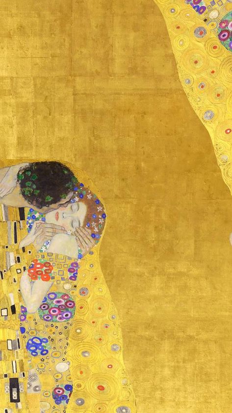 Klimt's The Kiss iPhone wallpaper, vintage yellow background, remixed by rawpixel | premium image by rawpixel.com / Adjima The Kiss Klimt Wallpaper, Klimt Phone Wallpaper, Wallpaper Idea Iphone, The Kiss Illustration, Gustav Klimt Wallpaper Iphone, Feminist Wallpaper Iphone, Klimt Wallpaper Iphone, Klimt Background, The Kiss Wallpaper