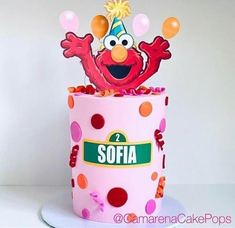 Elmo Theme Cake, 2nd Birthday Sesame Street Girl, Elmo Cake Girly, Elmo Birthday Party Decorations, Seaseme Street Birthday Party, Elmo Birthday Cake, Elmo Cookies, Elmo Cake, Elmo Birthday Party