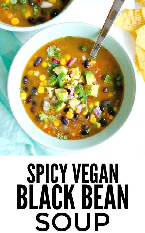 Vegi Soup, Vegan Black Bean Soup, Cold Weather Soup, Soup Spicy, Soup Healthy, Soup Vegan, Vegan Black Bean, Black Bean Soup, Vegan Soup Recipes