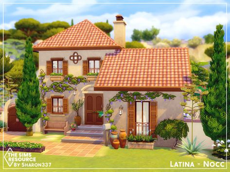 Sims 4 Cc Mexican Furniture, Sims 4 Spanish Cc, Sims 4 Spanish Style House, Sims 4 Mediterranean House, Mediterranean Small House, Small Spanish House, Desert House Plans, Mediterran House, The Sims 4 Lots