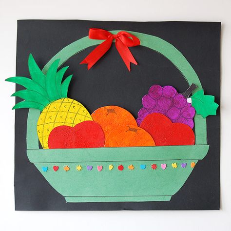 Fruit Preschool, Fruit Basket Craft, Diy Study Table, Vegetable Crafts, Paper Fruit, Fruit Crafts, Basket Crafts, Fruit Party, Apple Coloring