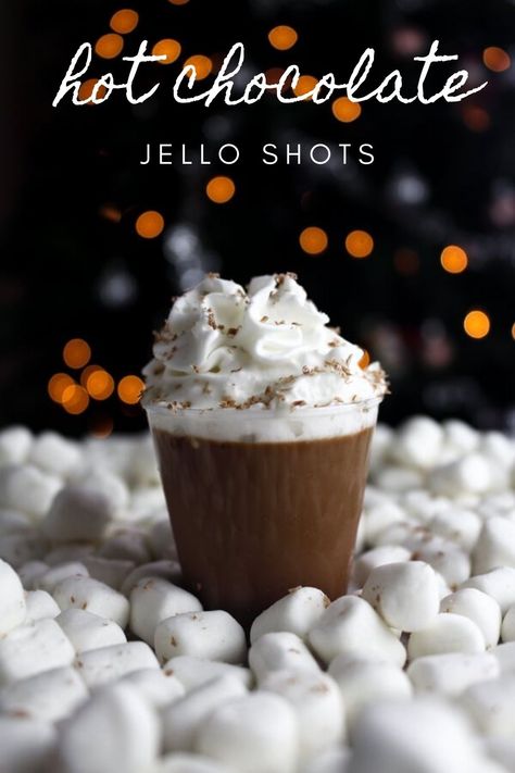 Peppermint Hot Cocoa Jell-o Shots, Hot Chocolate Jello Shots, Xmas Jello Shots, Winter Jello Shots, Holiday Jello Shots Christmas, Jello Shot Recipes Christmas, Christmas Jello Shots Alcoholic, Christmas Jell-o Shots, New Years Jello Shots