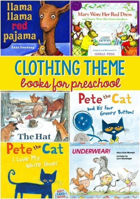 Clothing Study Books for Preschool. A list of picture books to go along with a clothing theme study unit in #preschool #TSG Preschool Clothes, Clothes Study, Clothing Study, Creative Curriculum Preschool, Books For Preschool, Curriculum Preschool, Pre K Pages, Study Books, Teacher Projects