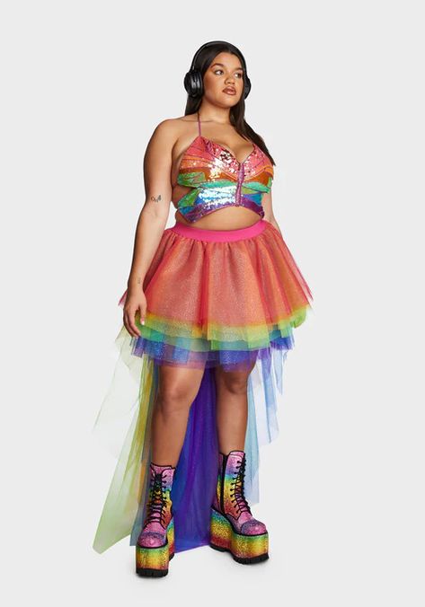 Plus Size Edc Outfits, Plus Size Rave Outfits, Rave Outfits Plus Size, Plus Size Festival Outfit, Plus Size Boutique Clothing, Plus Size Rave, Pride 2024, Butterfly Crop Top, High Low Maxi Skirt