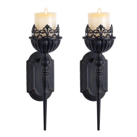 PRICES MAY VARY. BLACK CANDLE SCONCE:Add an eye-catching look to any space with this Rustic shape pair of wall sconce candle holders. MATERIAL:Our candle sconce is made of metal and wood, hard, not easily deformed. You can use it for a long time with no special maintenance is required.It shows a variety of styles and decor for the any room. Such as living room, bedroom, bathroom, dining room and entrance passage. WIDELY APPLICATION:for adding a decorative touch to any room's decor. for everyday Scepter Design, Crown And Scepter, Wall Candle, Dark Home Decor, Goth Home Decor, Goth Decor, Black Crown, Wall Candle Holders, Iron Candle