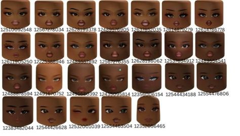 Head Codes For Bloxburg, Bloxburg Face Codes Makeup, Roblox Makeup Faces Codes, Closet Decals Bloxburg, Head Codes, Rave Outfits Diy, Brookhaven Codes, Pic Code, Code Roblox