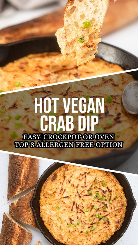 Maryland Crab Dip, Trumpet Mushrooms, Vegan Appetizers Recipes, Vegan Crab, Vegan Cheddar Cheese, Vegan Party, Vegan Dip, Crab Dip, Tasty Recipe