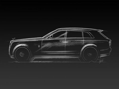 Rolls-Royce Cullinan SUV revealed - Car Body Design Vintage Rolls Royce, Rolls Royce Cullinan, Car Tattoos, Car Design Sketch, Concept Car Design, Car Illustration, Car Sketch, Car Exterior, Car Drawings