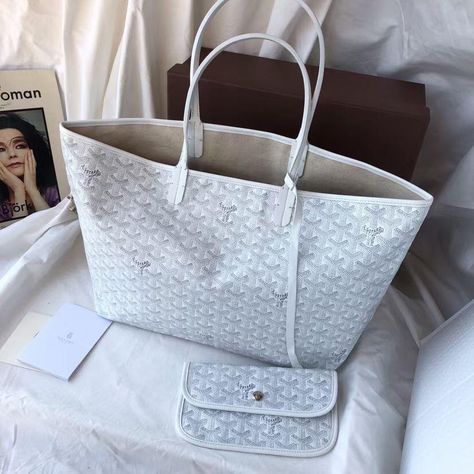 White Goyard, Goyard Tote Bag, Goyard Tote, Goyard Bag, Lv Bags, Lv Handbags, White Tote, Lv Bag, Fashion Essentials