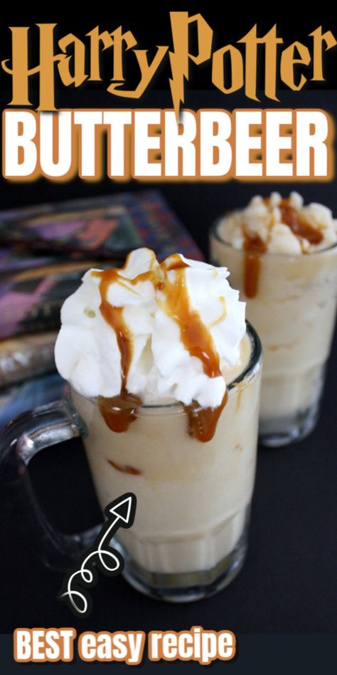 How to make Harry Potter's famous Frozen Butterbeer recipe. Great non-alcoholic drink recipe. via @raegun Easy Frozen Butterbeer Recipe, Frozen Butterbeer Recipe, How To Make Butterbeer, Butter Beer Recipe Harry Potter, Frozen Butterbeer, Autumn Drinks, Magical Recipes, Diy Butter, Harry Potter Butter Beer