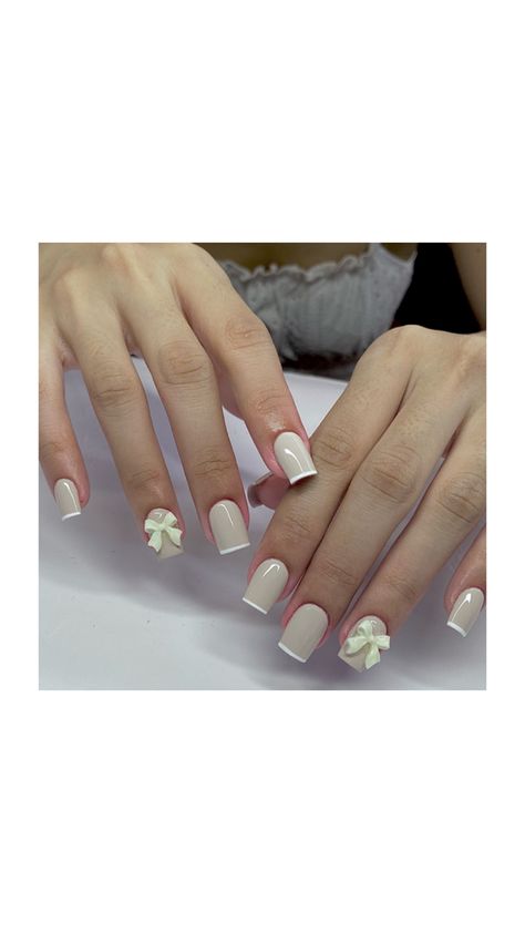 Elegant nail design for your perfect occasion. Nails With Ribbon Design, Nails With Ribbon, White Nail Designs, Ribbon Design, White Ribbon, Green Nails, Neutral Color, Nails Design, White Nails