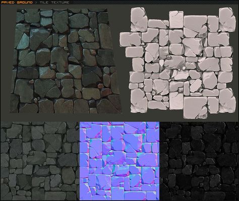 Bricks Wall, Rock Floor, Texture Ideas, Game Textures, Environment Props, 3d Ideas, Hand Painted Textures, Substance Designer, Rpg Map