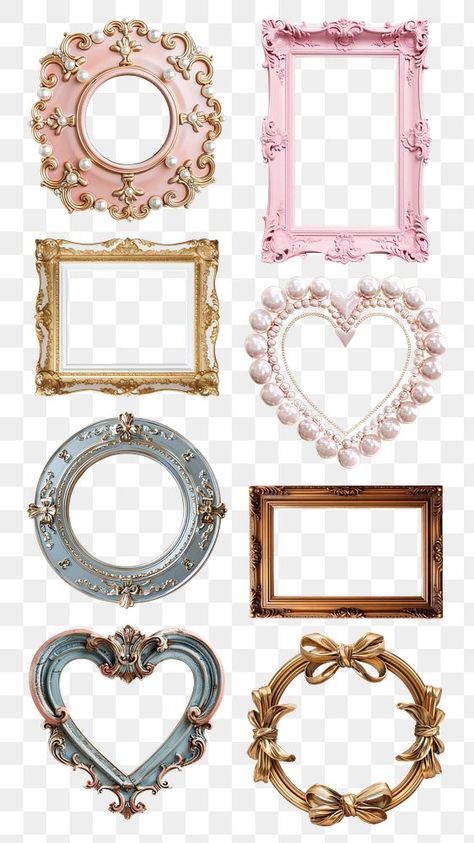 Frame Png, Round Picture Frames, Collage Creator, Baroque Frames, Heart Shaped Frame, Creative Poster Design, Antique Frames, Collage Design, Authentic Design